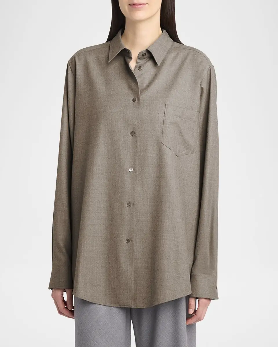 THE ROW Pino Wool Button-Down Shirt | Thumbnail 13