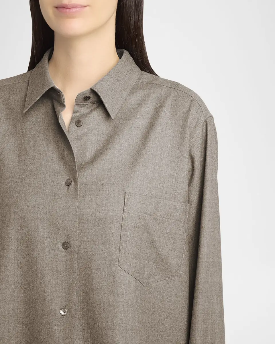 THE ROW Pino Wool Button-Down Shirt | Thumbnail 14