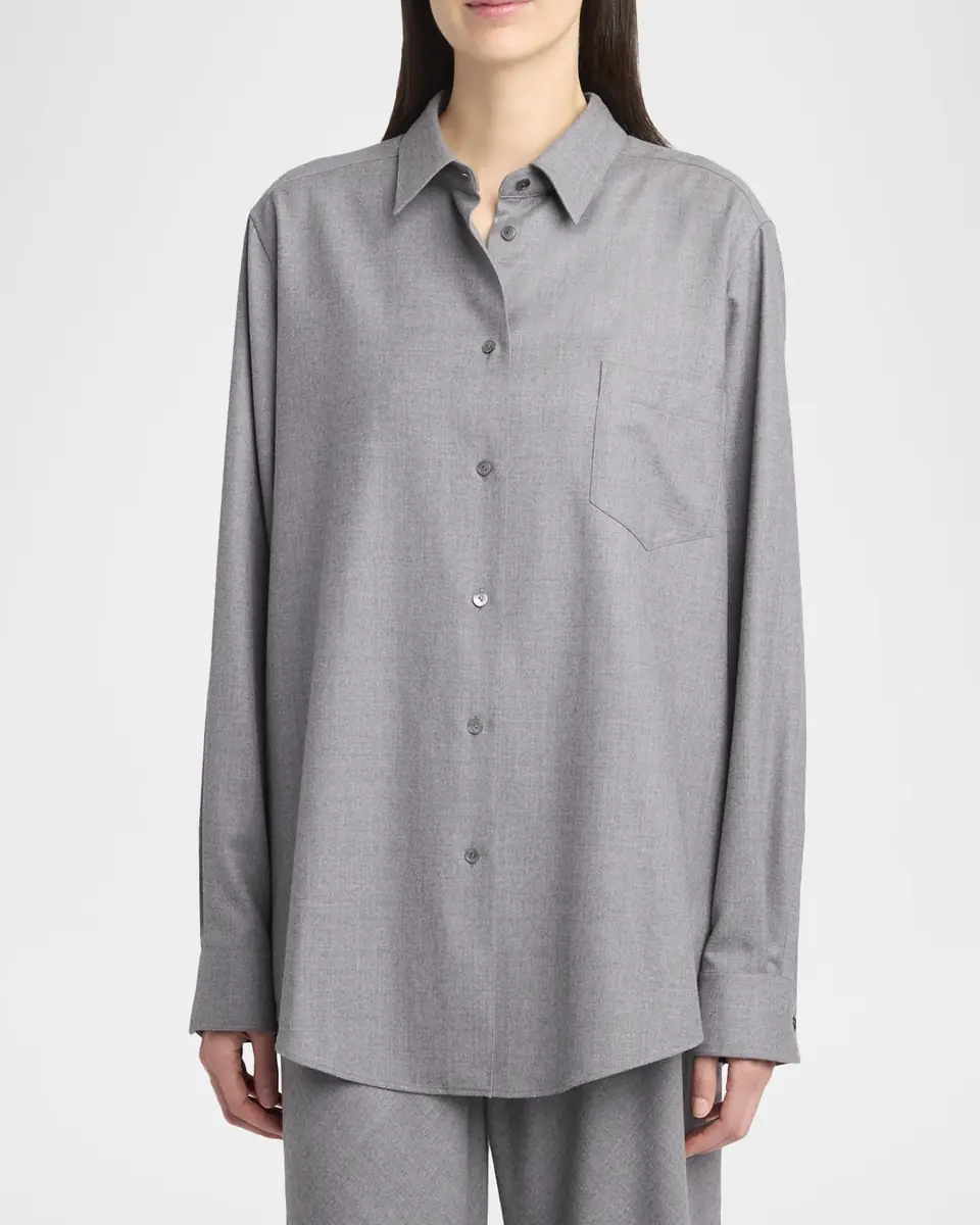 THE ROW Pino Wool Button-Down Shirt | Thumbnail 17