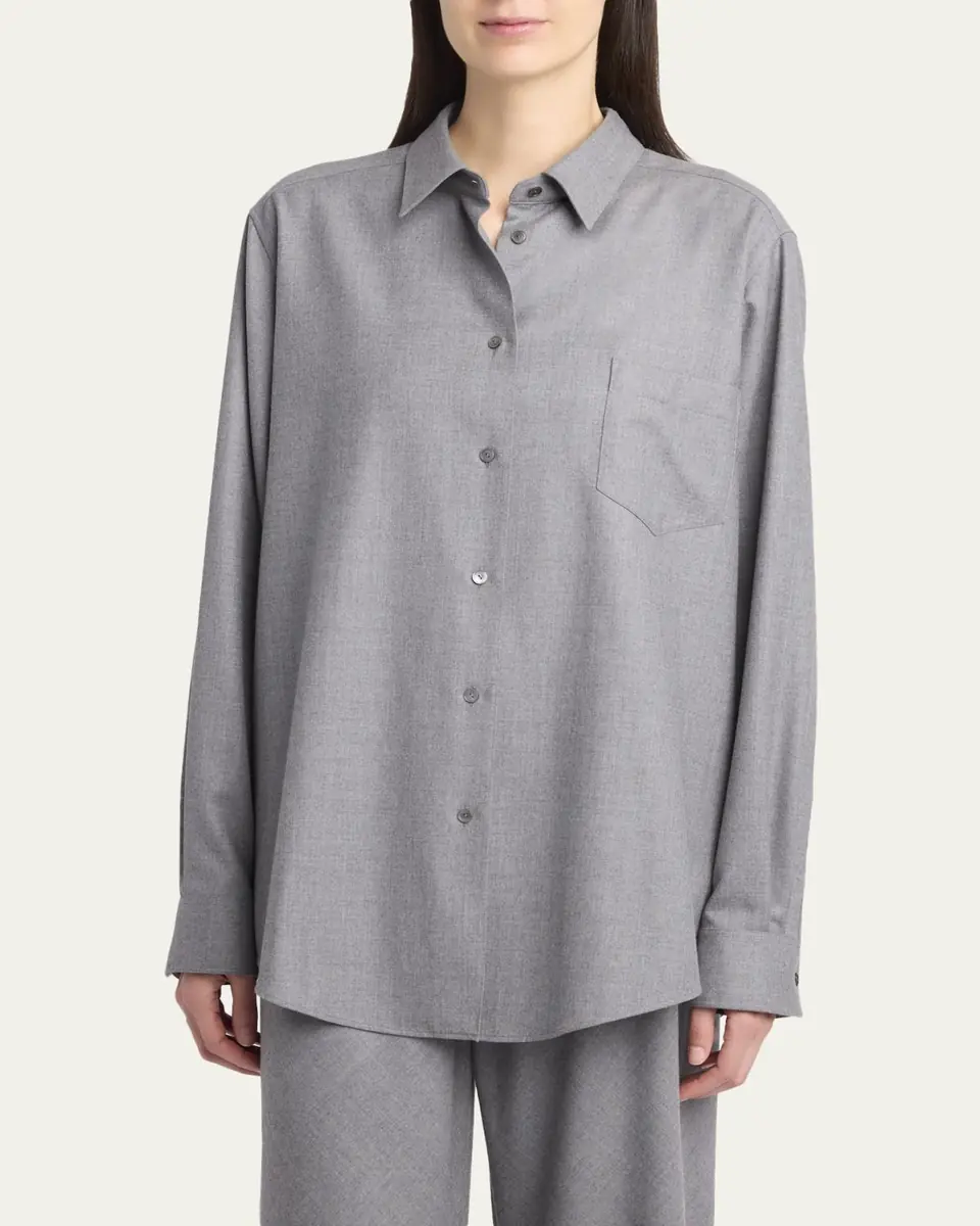 THE ROW Pino Wool Button-Down Shirt | Thumbnail 4