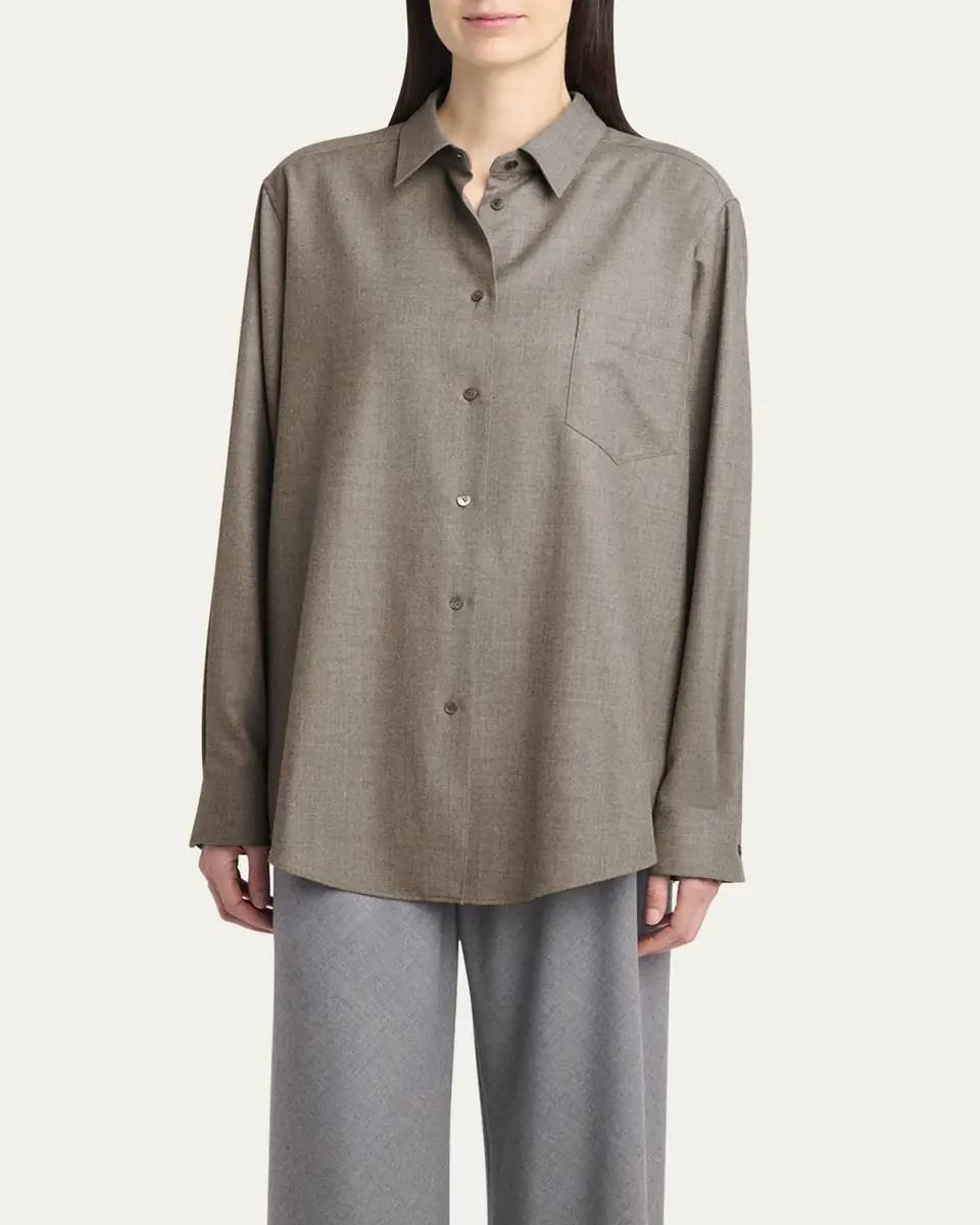 THE ROW Pino Wool Button-Down Shirt | Thumbnail 9