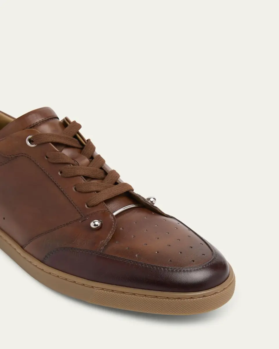 Christian Louboutin Men's Chambelisneak Collar-Pin Leather Low-Top Sneakers | Thumbnail 3 Christian Louboutin Men's Chambelisneak Collar-Pin Leather Low-Top Sneakers | Thumbnail 3