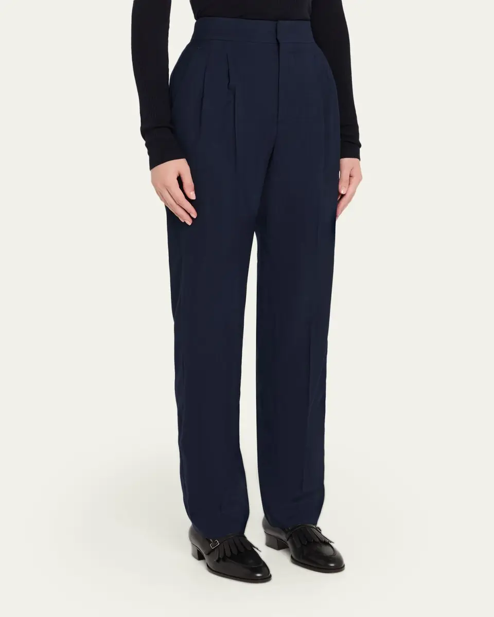Loro Piana Breeze Wool Straight-Leg Trousers | Thumbnail 4