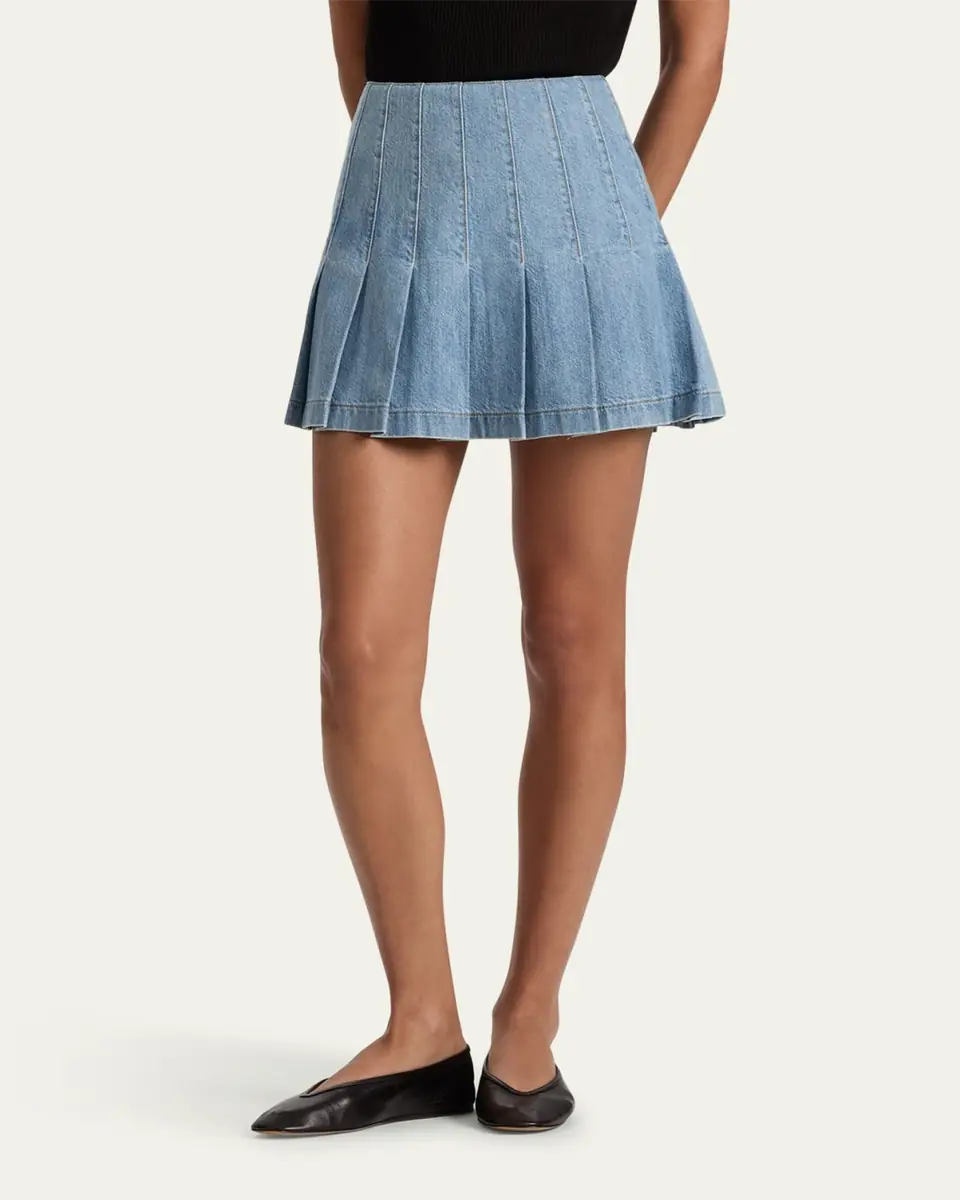 Alice + Olivia Carter Pleated Denim Mini Skirt | Thumbnail 5 Alice + Olivia Carter Pleated Denim Mini Skirt | Thumbnail 5