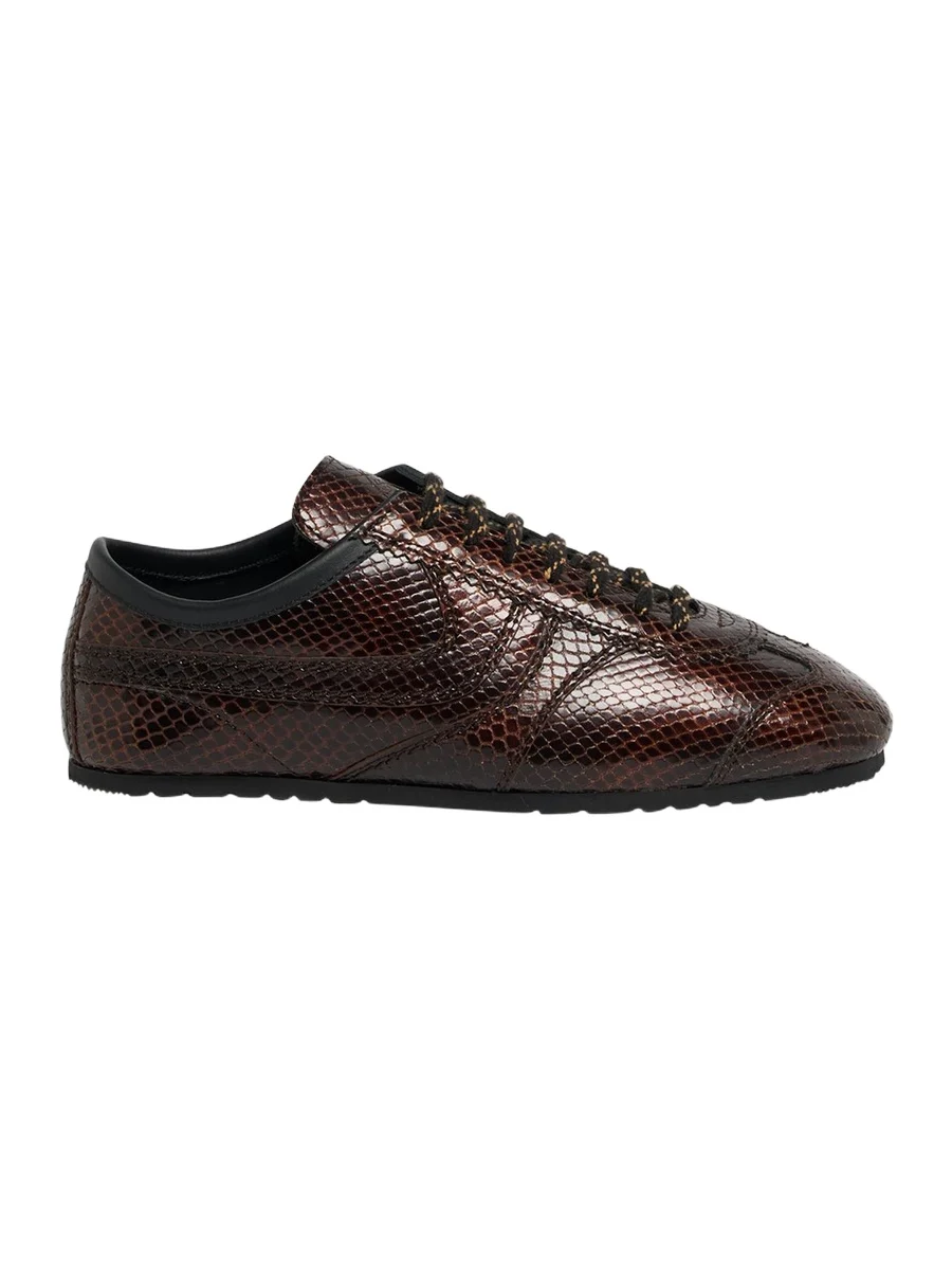 Dries Van Noten Dustin Snake-Embossed Leather Retro Sneakers