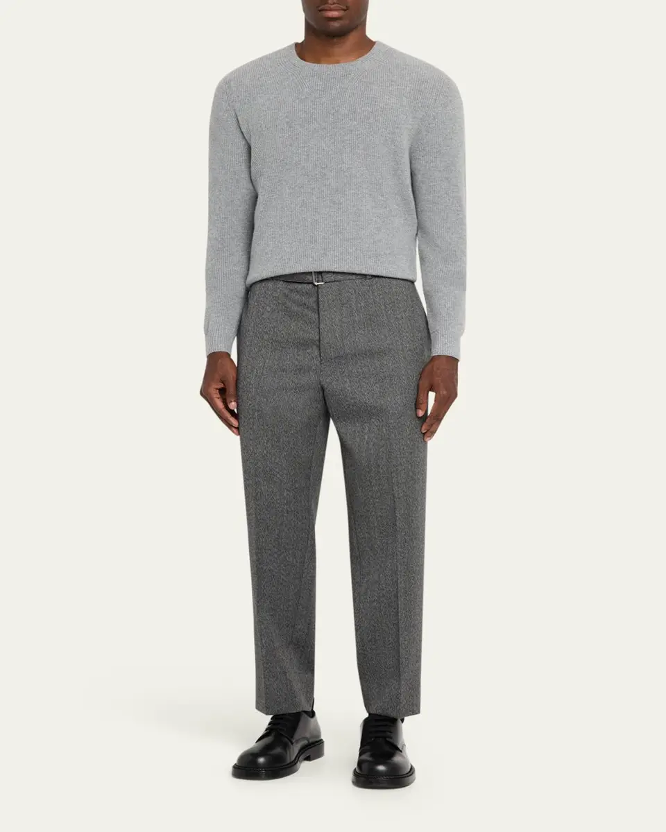 Bergdorf Goodman Men's Cashmere Fisherman Rib Crewneck Sweater | Thumbnail 2 Bergdorf Goodman Men's Cashmere Fisherman Rib Crewneck Sweater | Thumbnail 2