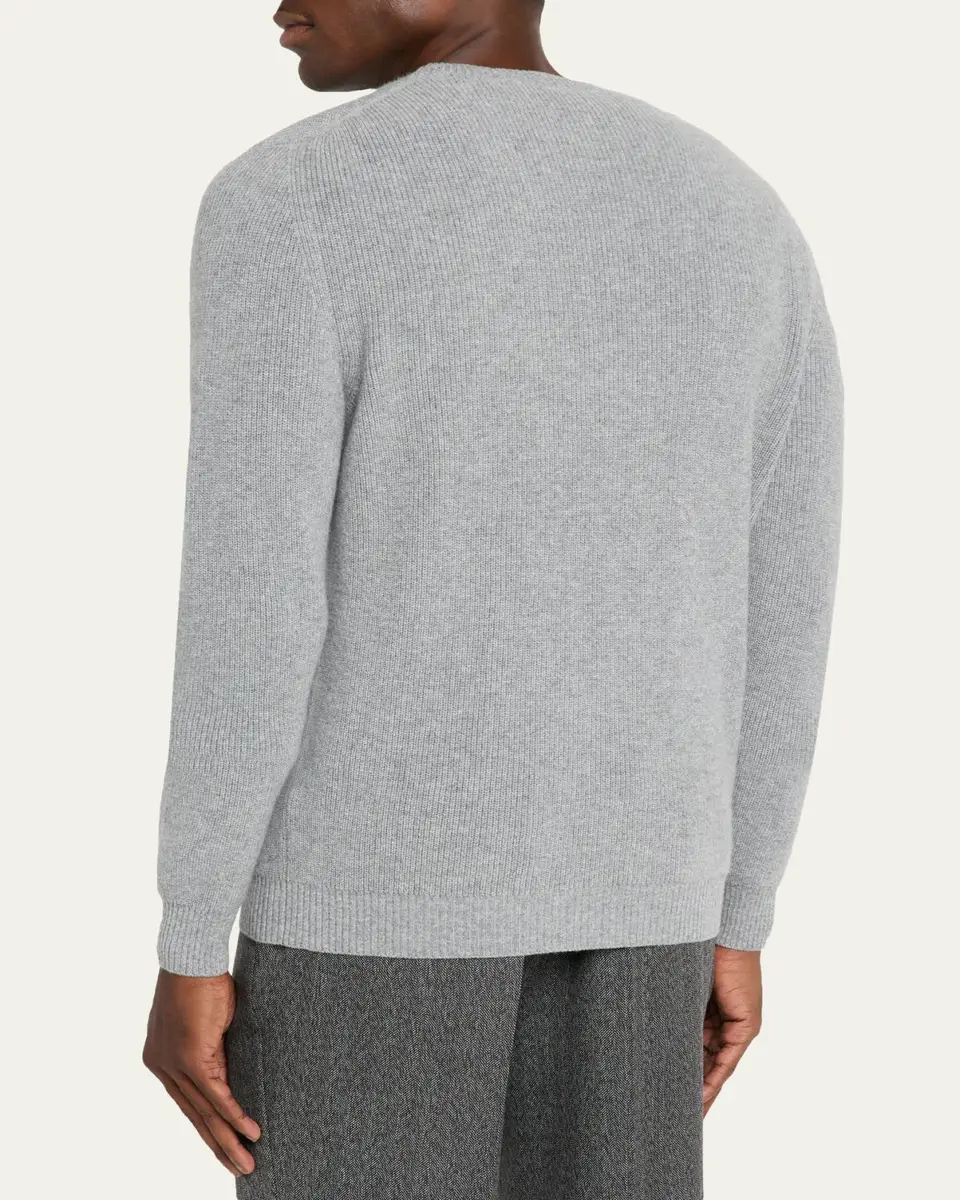 Bergdorf Goodman Men's Cashmere Fisherman Rib Crewneck Sweater | Thumbnail 3 Bergdorf Goodman Men's Cashmere Fisherman Rib Crewneck Sweater | Thumbnail 3