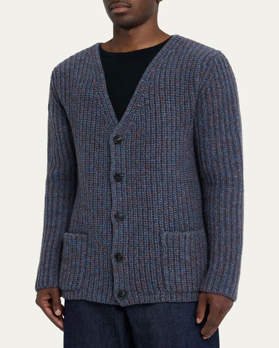 Bergdorf Goodman Men's Cashmere and Wool Melange Knit Cardigan | Thumbnail 4