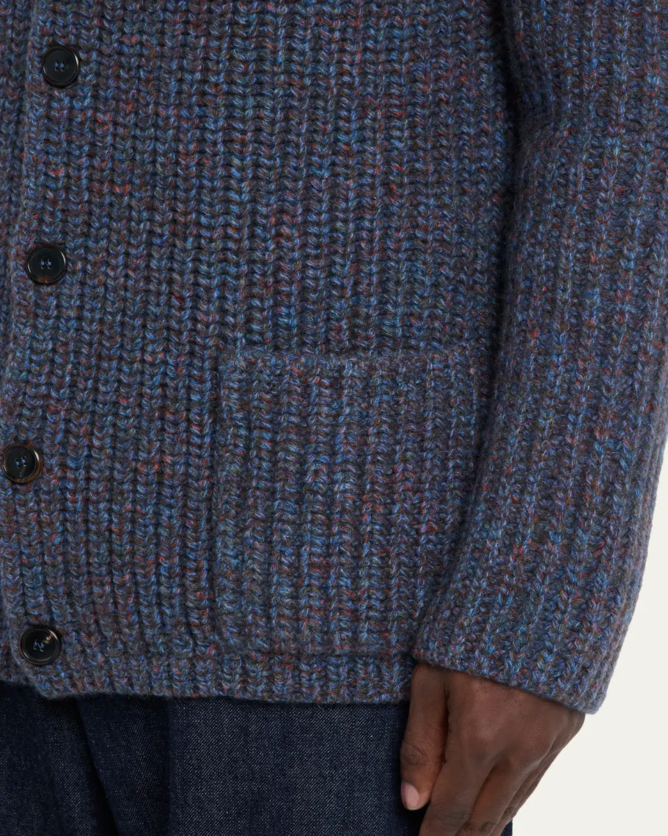 Bergdorf Goodman Men's Cashmere and Wool Melange Knit Cardigan | Thumbnail 5