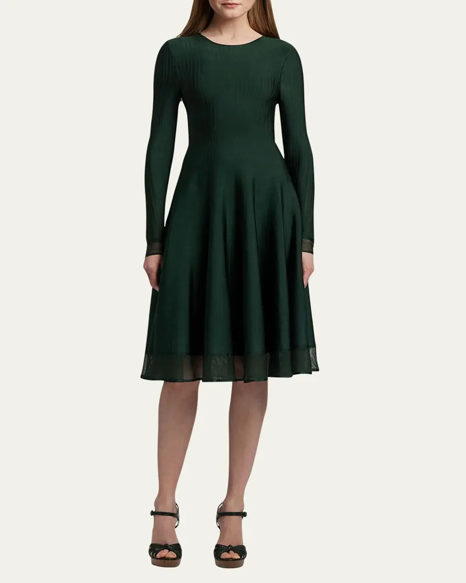 Ralph Lauren Collection Crewneck Long-Sleeve Sweater Day Dress | Thumbnail 2 Ralph Lauren Collection Crewneck Long-Sleeve Sweater Day Dress | Thumbnail 2