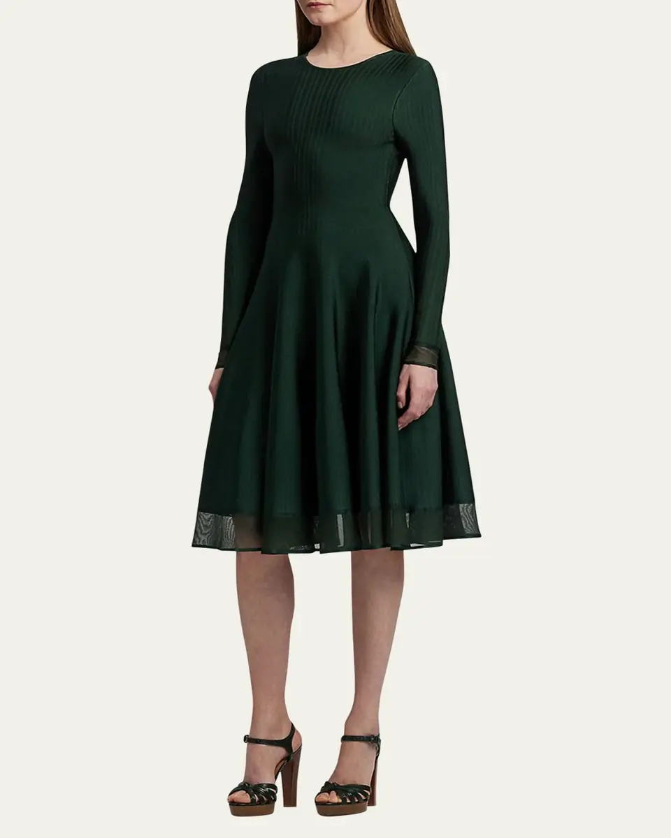 Ralph Lauren Collection Crewneck Long-Sleeve Sweater Day Dress | Thumbnail 4 Ralph Lauren Collection Crewneck Long-Sleeve Sweater Day Dress | Thumbnail 4