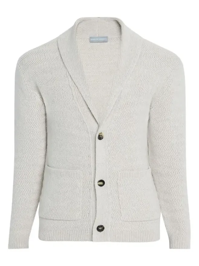Bergdorf Goodman Men's Cashmere Chevron-Knit Shawl Cardigan