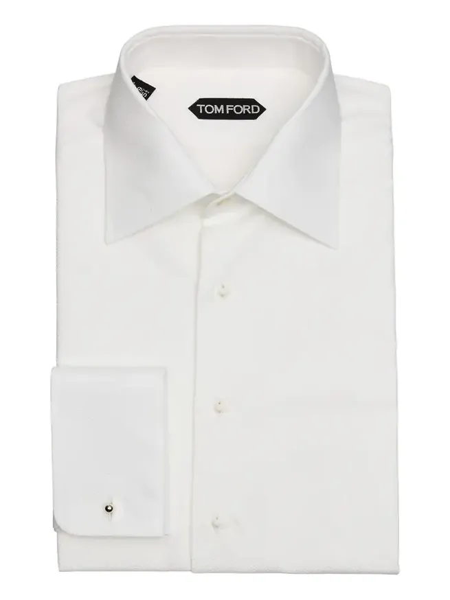 Men's Poplin Piquet French Cuff Dress Shirt