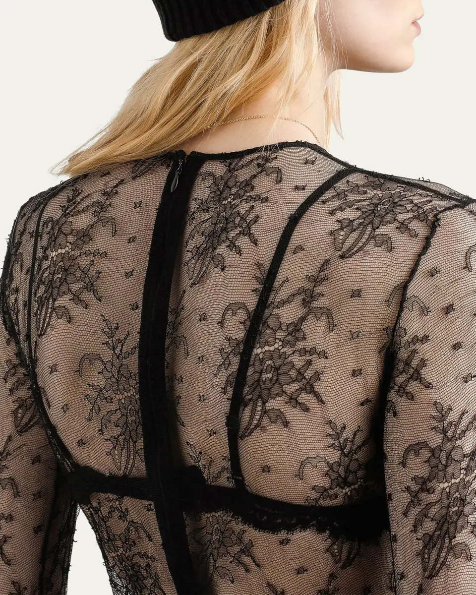 Dolce & Gabbana Chantilly Lace Long-Sleeve Bodysuit | Thumbnail 5