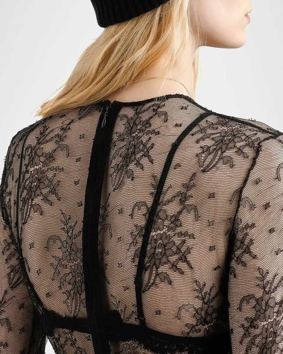 Dolce & Gabbana Chantilly Lace Long-Sleeve Bodysuit | Thumbnail 9