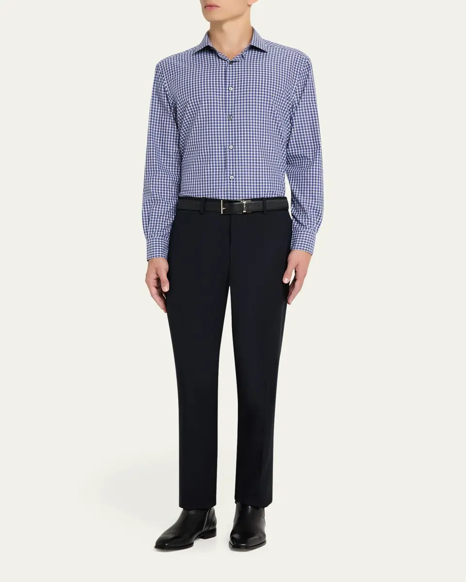 ZEGNA Men's Petite Check Cotton Button-Down Shirt | Thumbnail 2 ZEGNA Men's Petite Check Cotton Button-Down Shirt | Thumbnail 2