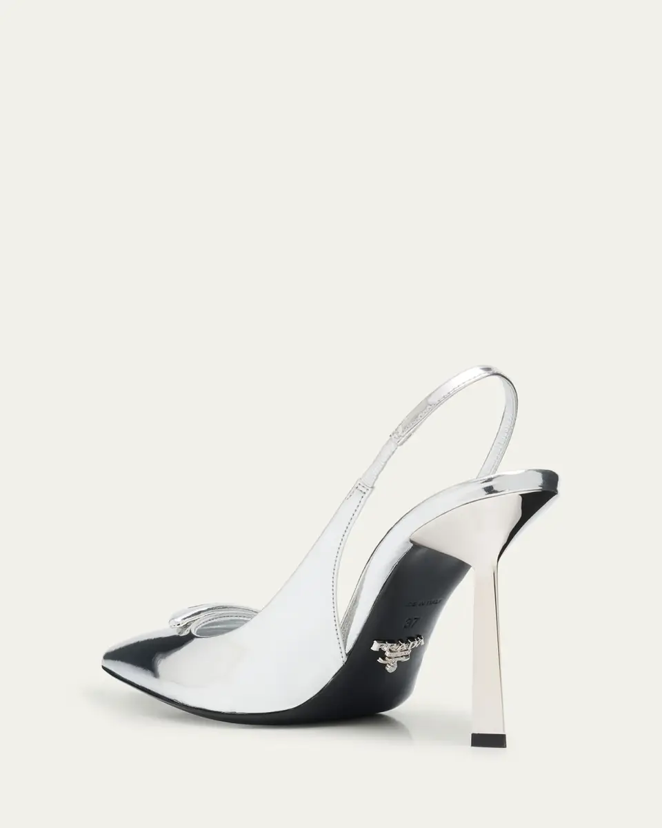 Prada Metallic Leather Padded Triangle Slingback Pumps | Thumbnail 2