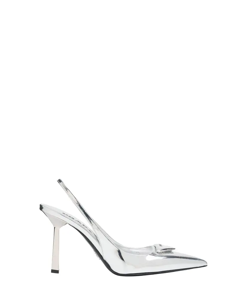 Metallic Leather Padded Triangle Slingback Pumps Metallic Leather Padded Triangle Slingback Pumps