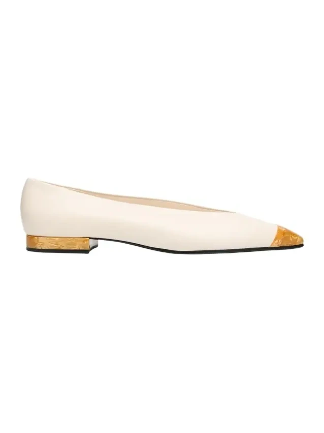 Loro Piana Rebecca Tipped Leather Ballerina Flats