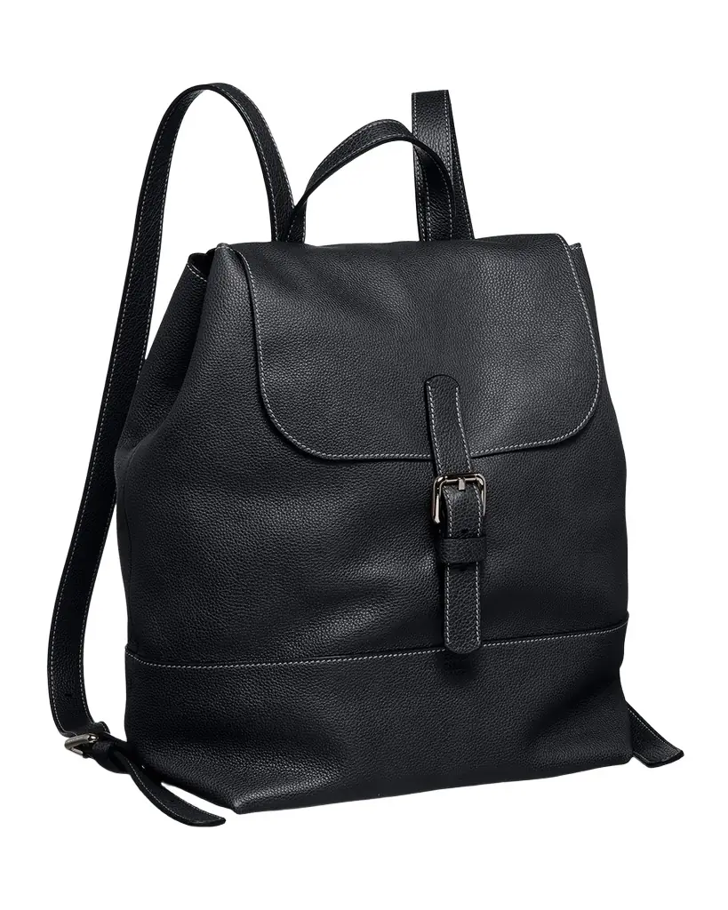Giorgio Armani Men's Pebble Leather Flap-Top Backpack | Image 1 Giorgio Armani Men's Pebble Leather Flap-Top Backpack | Image 1