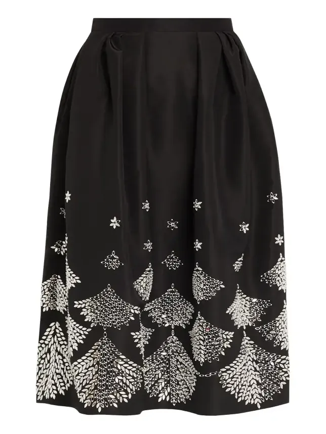 Fern Embroidered Midi Party Skirt Fern Embroidered Midi Party Skirt