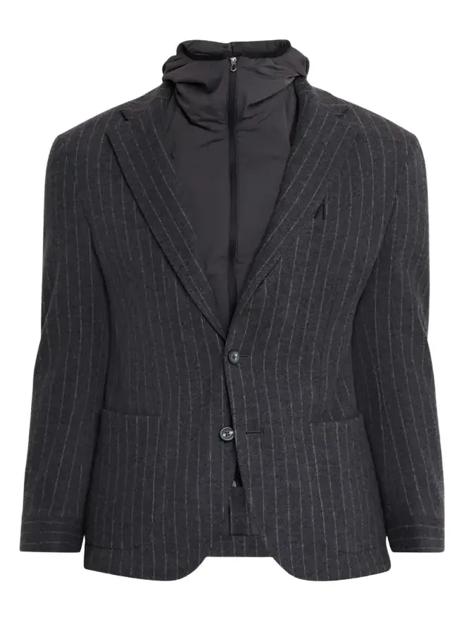 Men's Hooded Wool Pinstripe Blazer Men's Hooded Wool Pinstripe Blazer