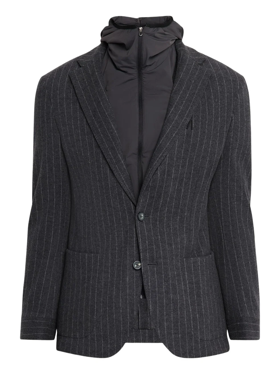 Men's Hooded Wool Pinstripe Blazer Men's Hooded Wool Pinstripe Blazer