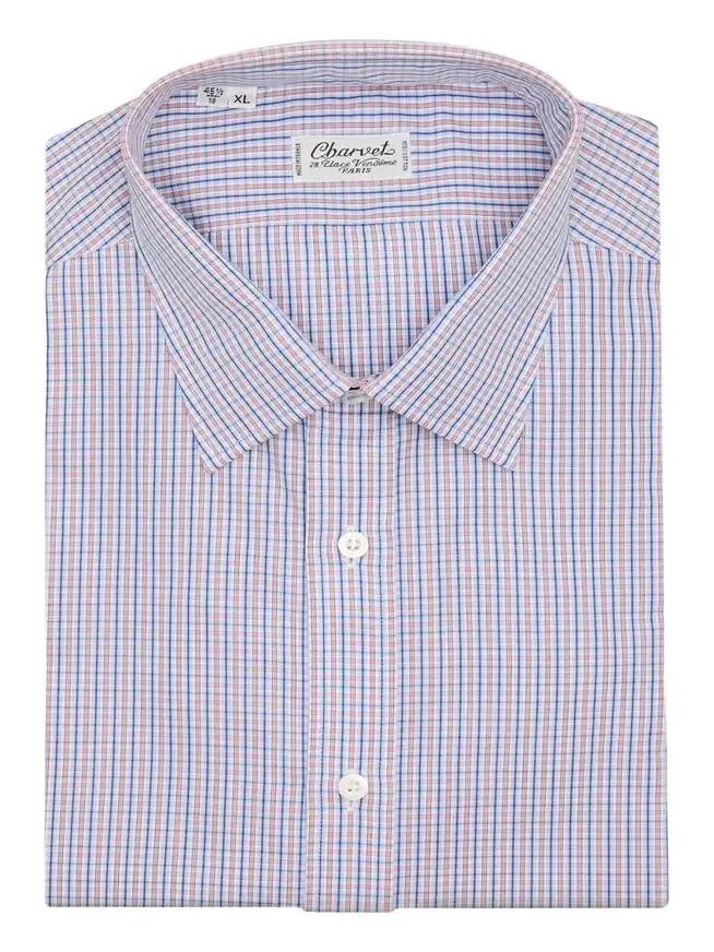 Men's Cotton Micro-Check Point Collar Slim Dress Shirt Men's Cotton Micro-Check Point Collar Slim Dress Shirt