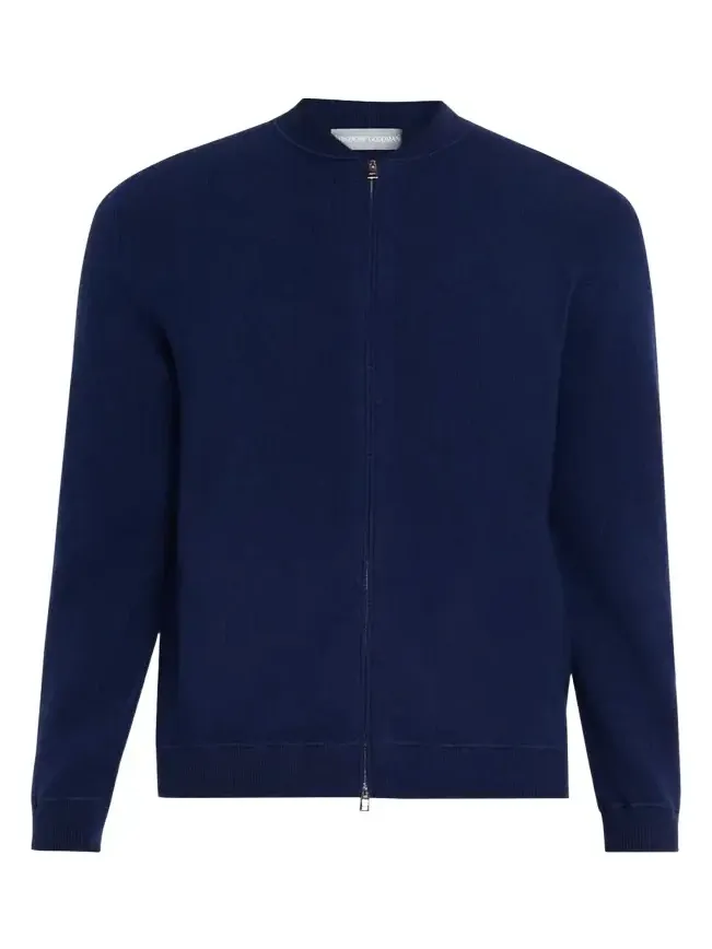 Bergdorf Goodman Men's Wool Full-Zip Baseball-Collar Sweater