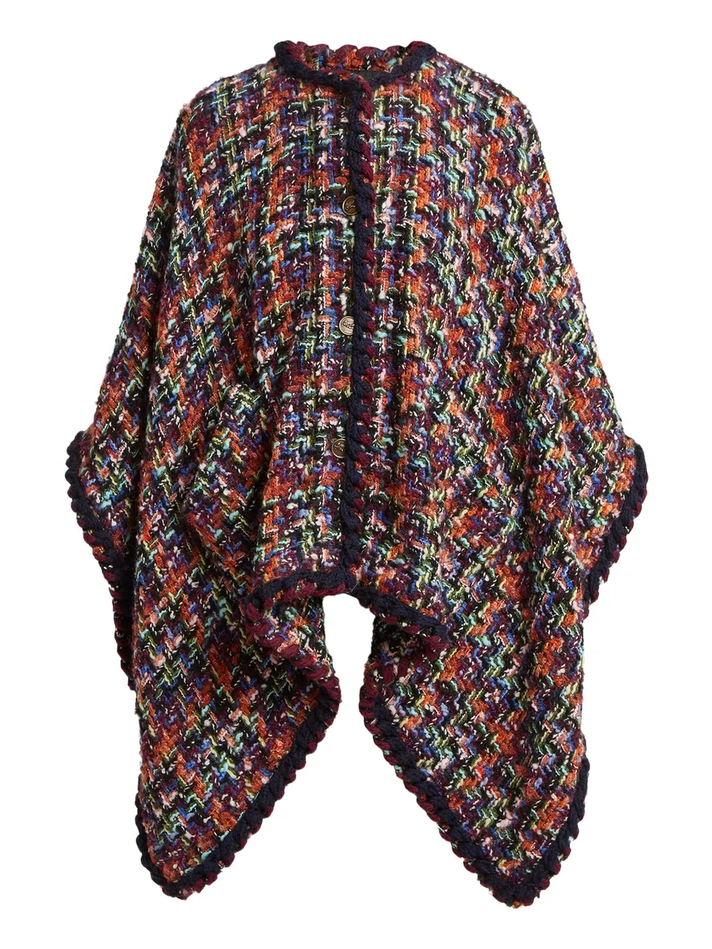 Etro Multicolor Tweed Wool-Mohair Blend Cape