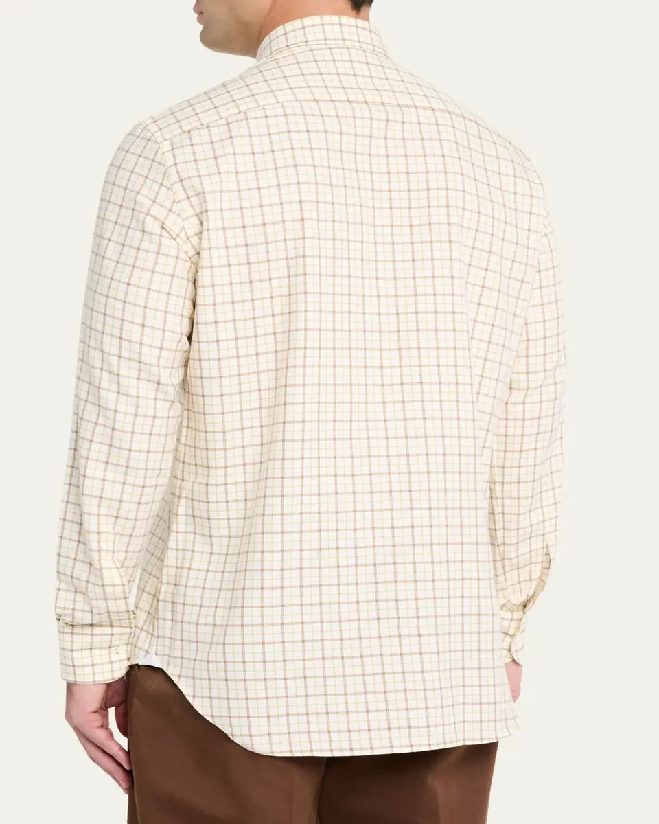 Bergdorf Goodman Men's Cotton Tattersall Check Button-Collar Sport Shirt | Thumbnail 3