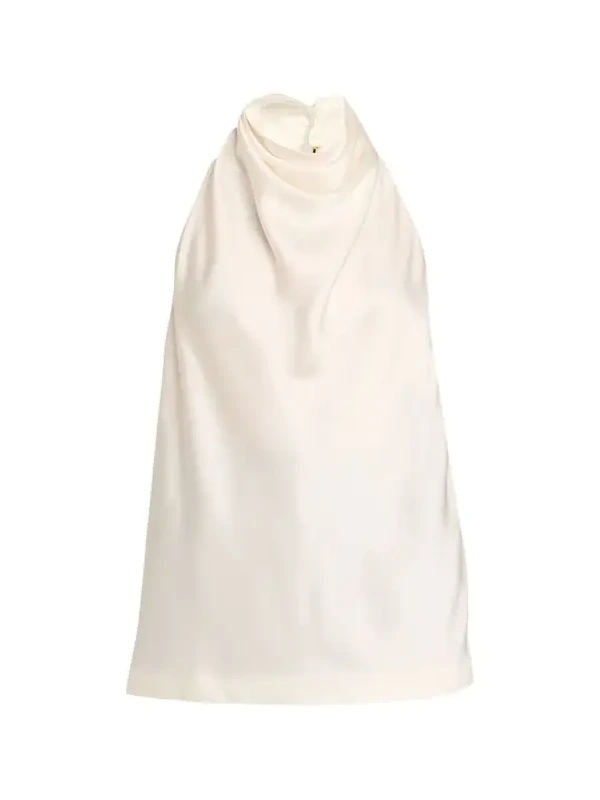Satin Backless Cowl Halter Top Satin Backless Cowl Halter Top