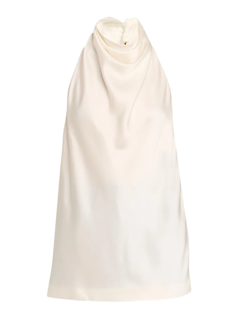 Satin Backless Cowl Halter Top Satin Backless Cowl Halter Top