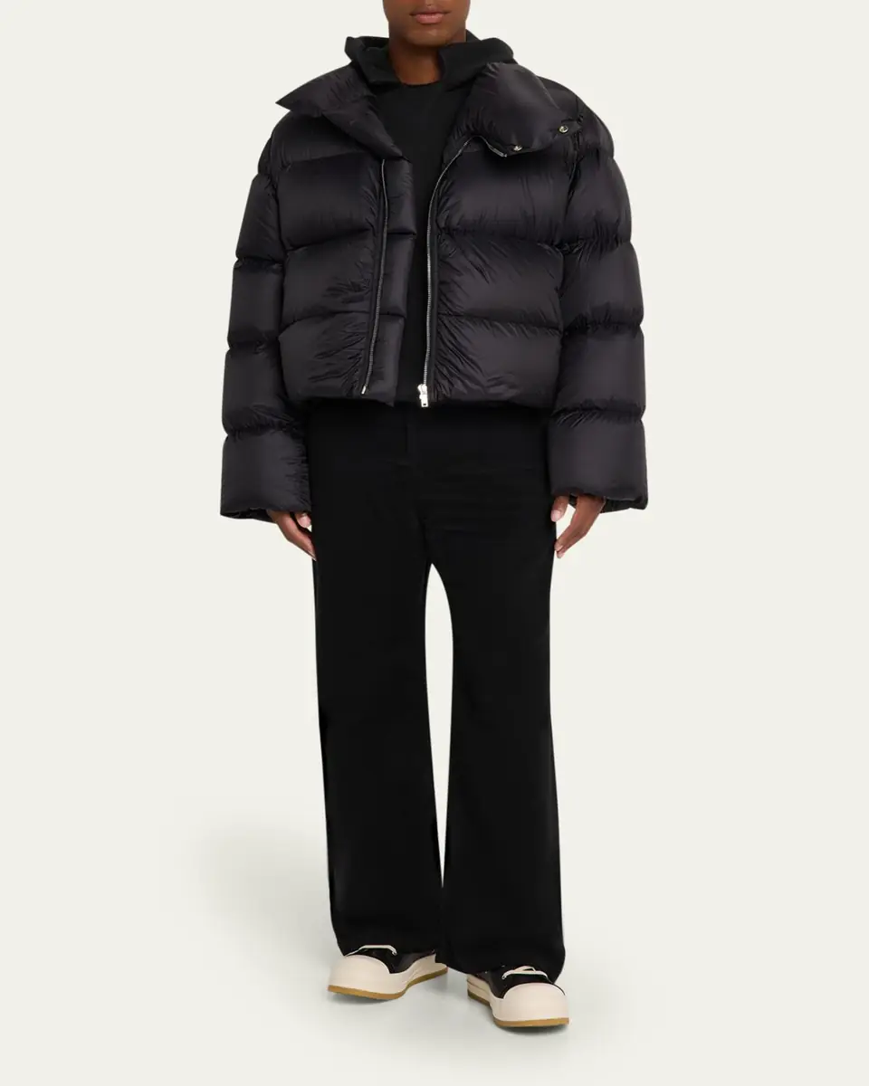 Rick Owens Men's Nylon Cropped Turtleneck Puffer Jacket | Thumbnail 2