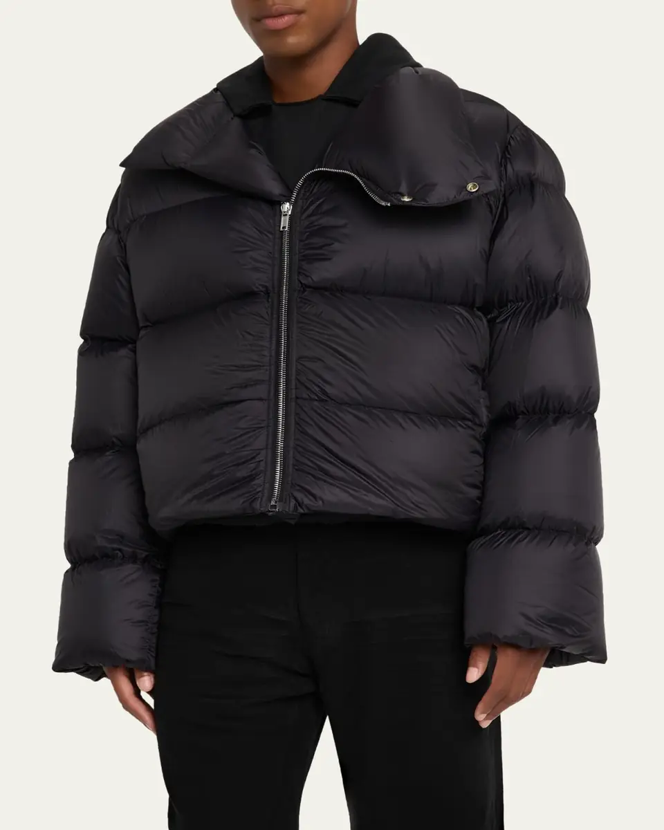 Rick Owens Men's Nylon Cropped Turtleneck Puffer Jacket | Thumbnail 4