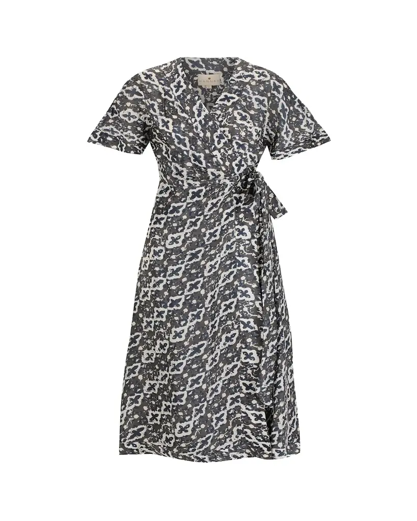 Hannah Artwear Clementine Pathway Silk Wrap Dress | Image 1 Hannah Artwear Clementine Pathway Silk Wrap Dress | Image 1