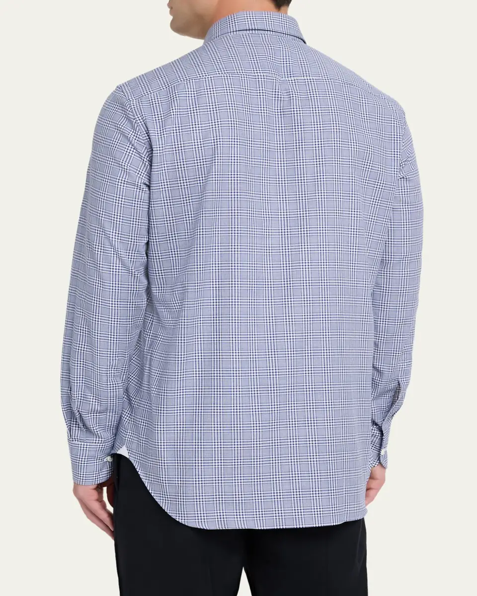 Bergdorf Goodman Men's Cotton Plaid Button-Collar Sport Shirt | Thumbnail 3