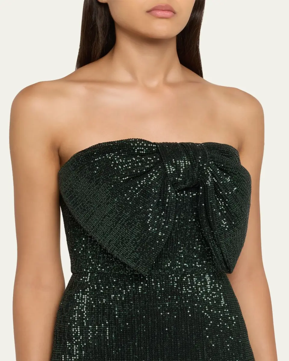 BADGLEY MISCHKA Strapless Bow-Front Sequin Gown | Thumbnail 5