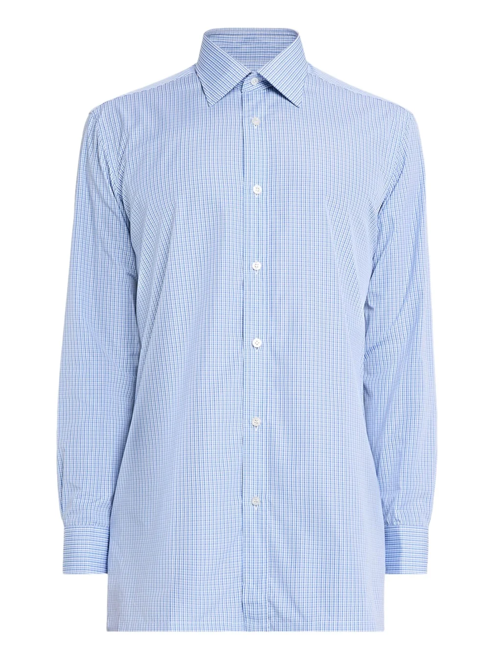 Charvet Men's Cotton Point Collar Micro-Plaid Sport Shirt