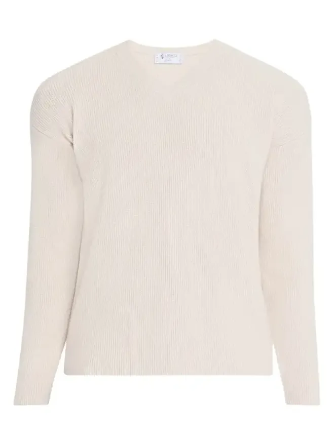 Men's Cashmere and Wool Rib V-Neck Sweater