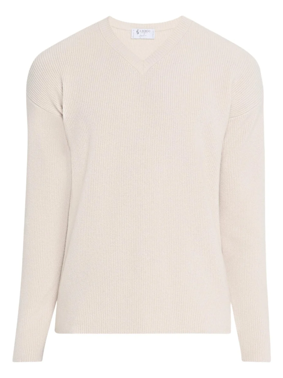 Bergdorf Goodman Men's Cashmere and Wool Rib V-Neck Sweater