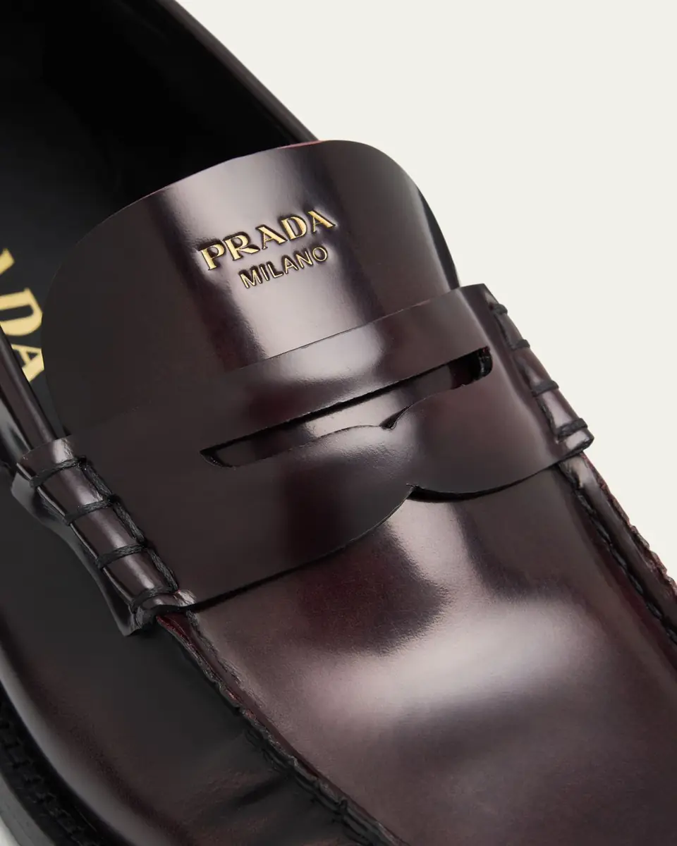 Prada Leather Ruched Penny Loafers | Thumbnail 3 Prada Leather Ruched Penny Loafers | Thumbnail 3