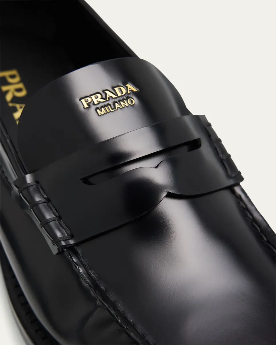Prada Leather Ruched Penny Loafers | Thumbnail 6 Prada Leather Ruched Penny Loafers | Thumbnail 6