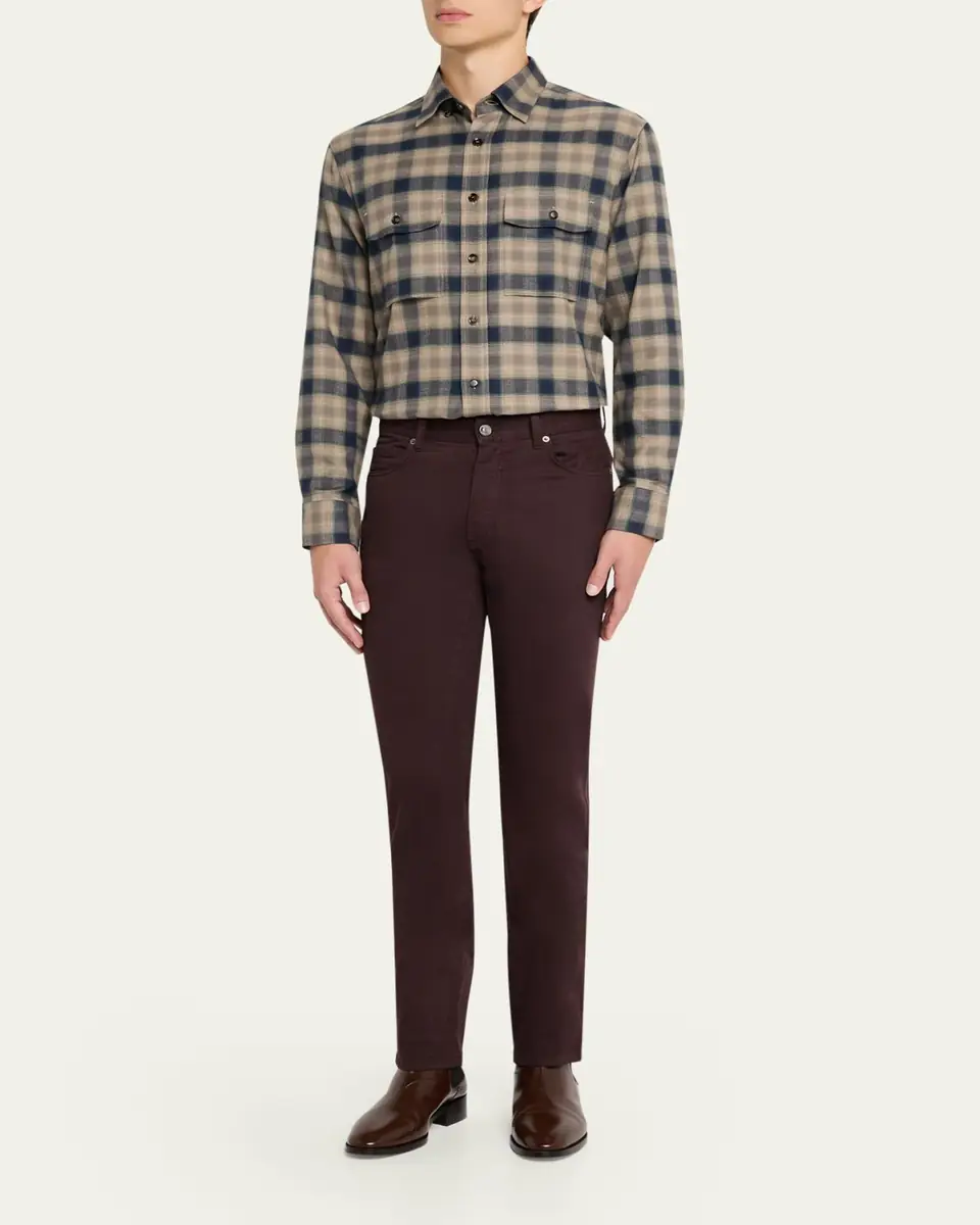 Brioni Men's Cotton Flannel Plaid Button-Down Shirt | Thumbnail 2 Brioni Men's Cotton Flannel Plaid Button-Down Shirt | Thumbnail 2