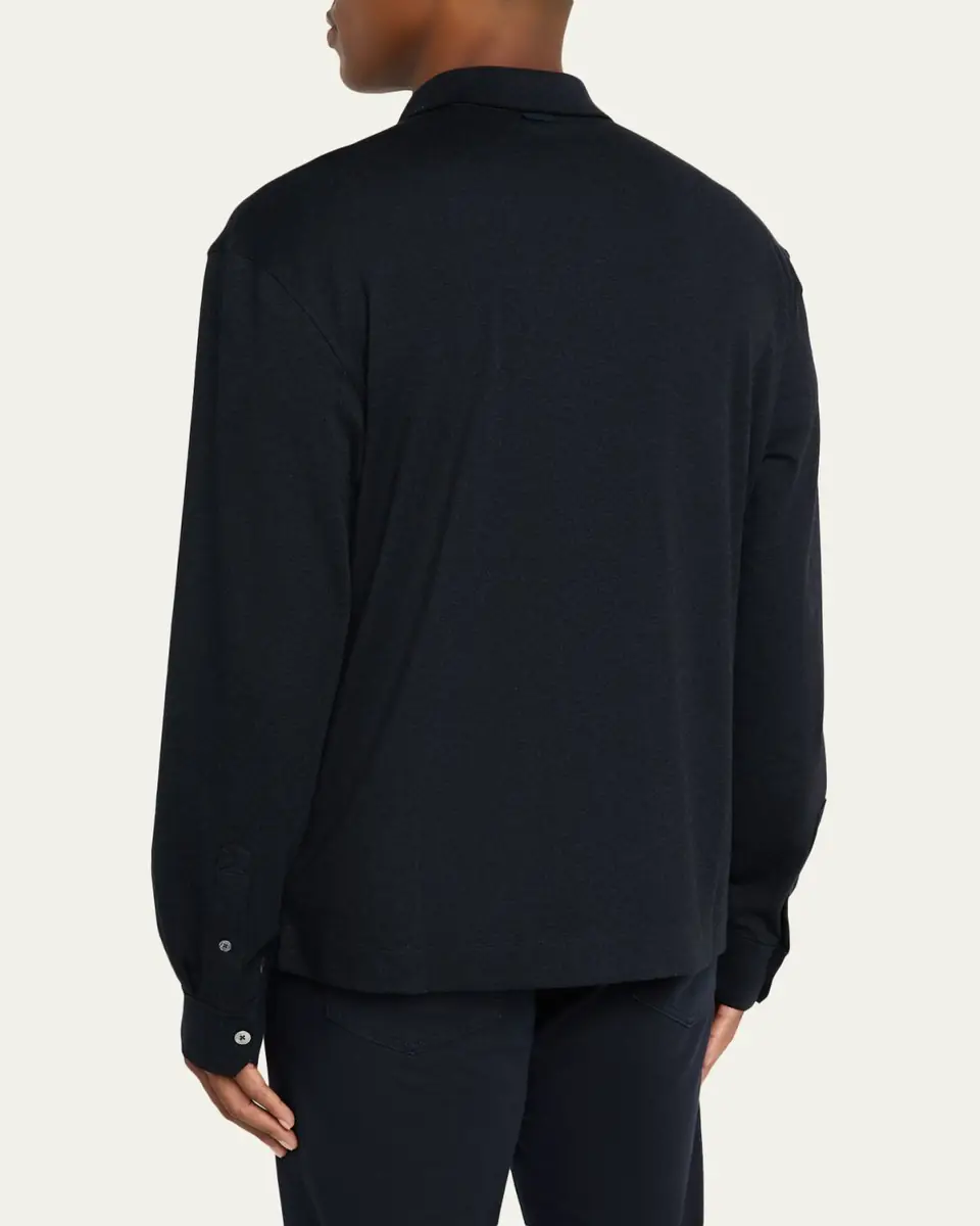 Zegna Men's Cotton Classic Fit Long-Sleeve Polo Shirt | Thumbnail 3 Zegna Men's Cotton Classic Fit Long-Sleeve Polo Shirt | Thumbnail 3