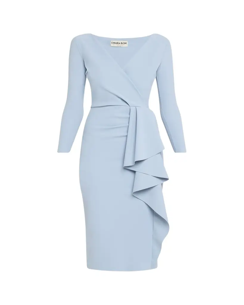 Chiara Boni La Petite Robe Draped Faux Wrap Bodycon Midi Dress | Image 1 Chiara Boni La Petite Robe Draped Faux Wrap Bodycon Midi Dress | Image 1