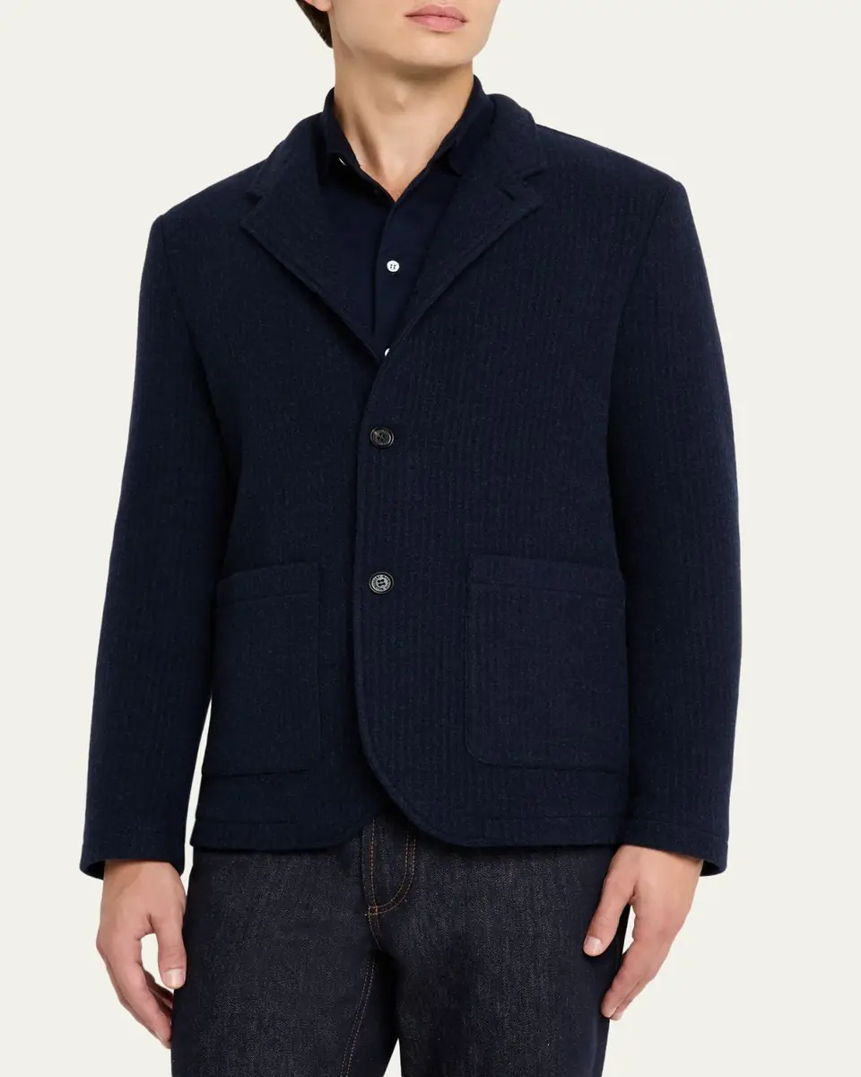 Maurizio Baldassari Men's Cashmere Stand Collar Four-Button Jacket | Thumbnail 4