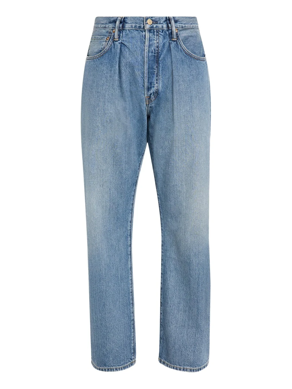 The Seven Continents Men's Cinch Blue Denim Loose-Fit Pleated Jeans