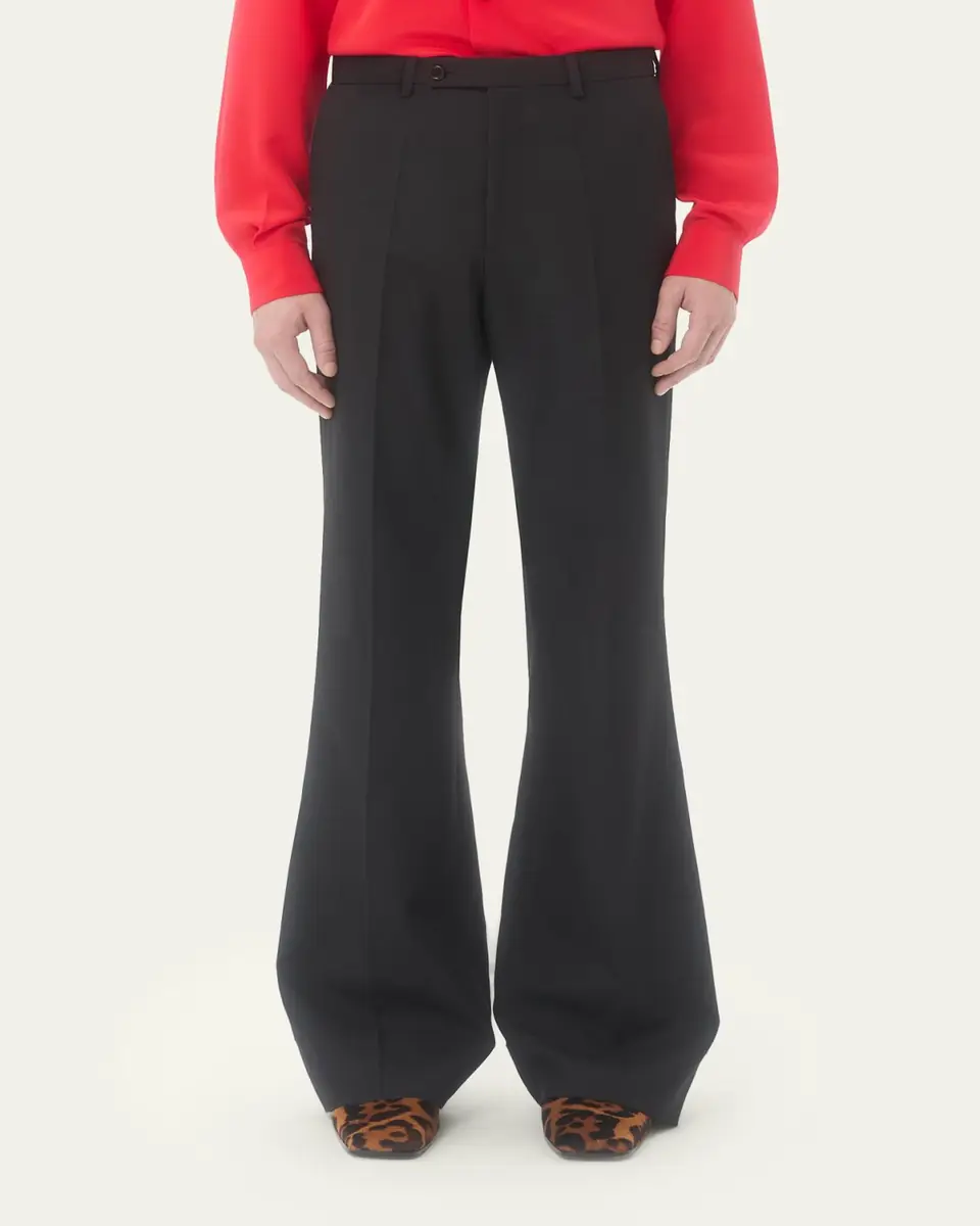 Valentino Garavani Men's Wide Leg Flared Flat-Front Pants | Thumbnail 4 Valentino Garavani Men's Wide Leg Flared Flat-Front Pants | Thumbnail 4