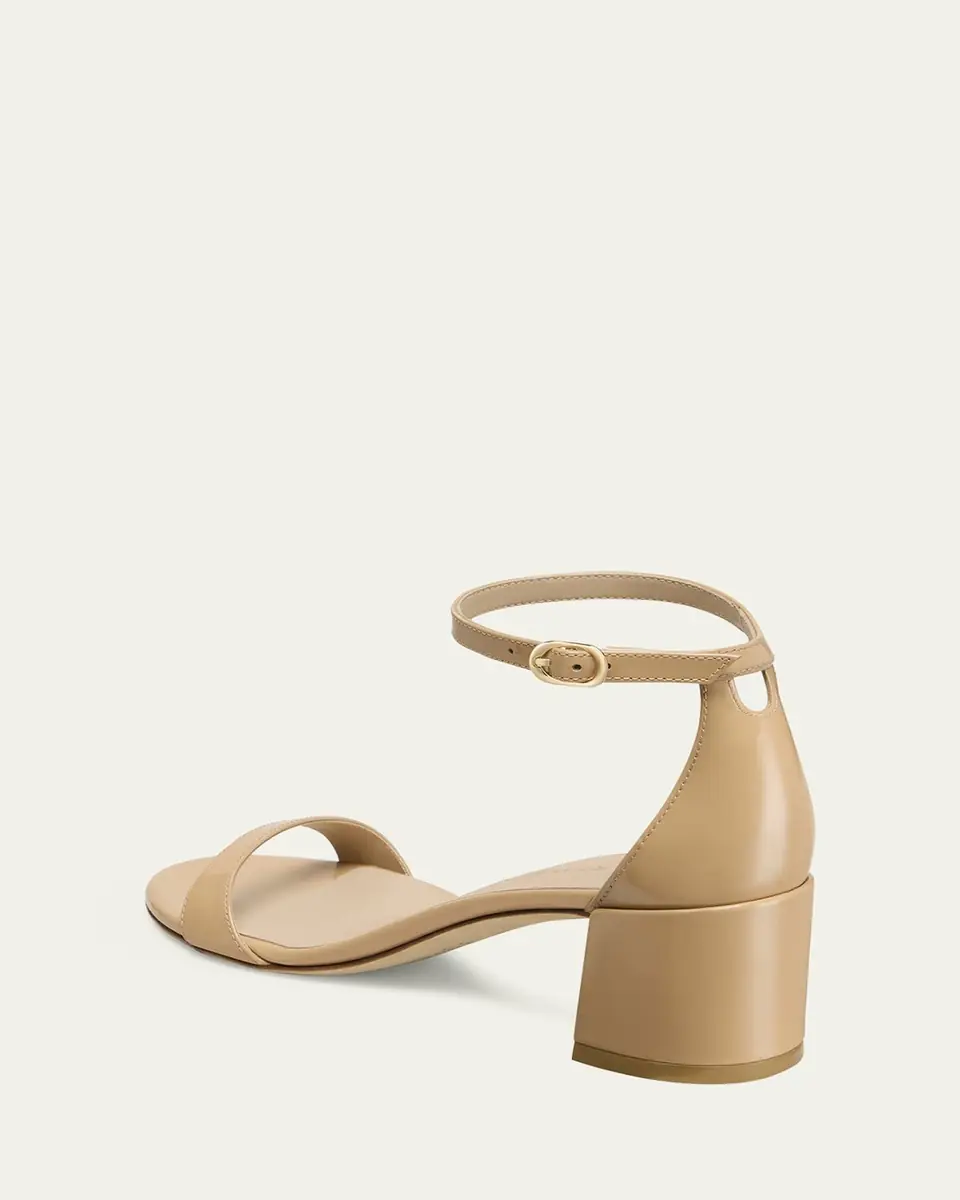 Stuart Weitzman Nudist Patent Ankle-Wrap Low Sandals | Thumbnail 2